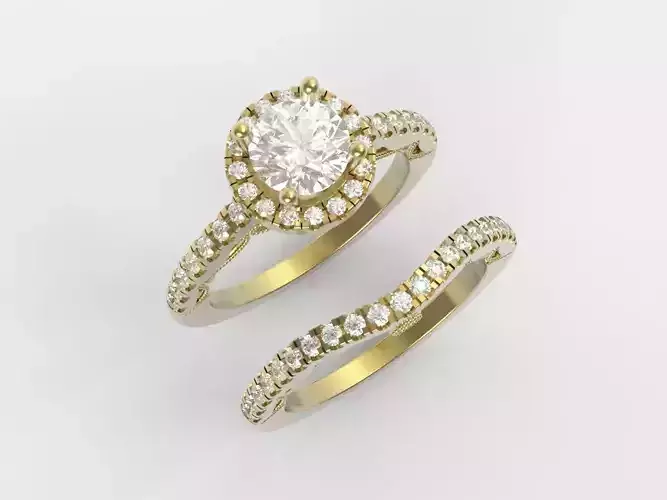 Fleur De Royalty Engagement Ring Set
