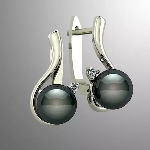 Pearl earrings with diamonds 3D print model 3D print model