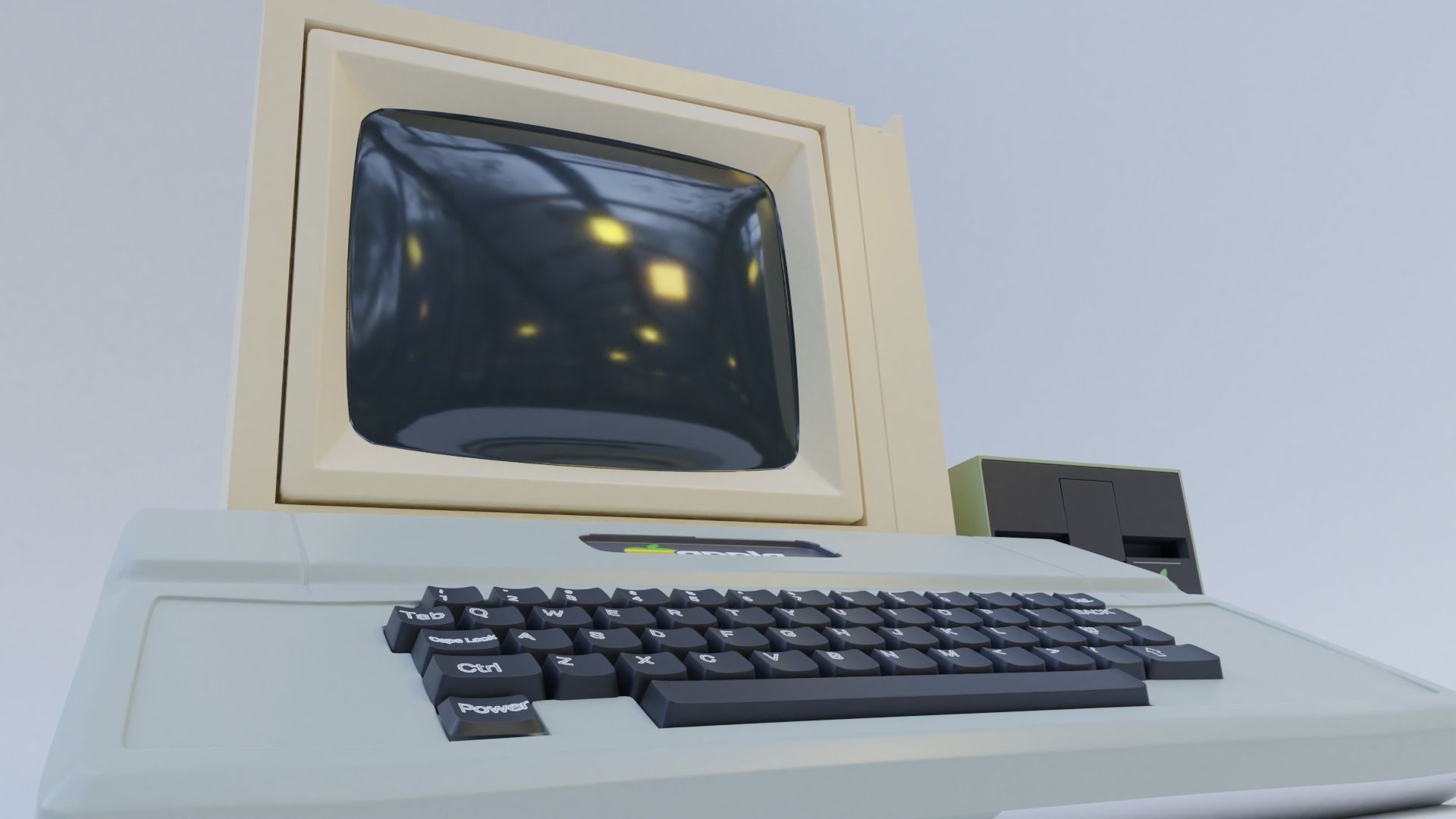 the apple II old computer  Low-poly 3D model_2
