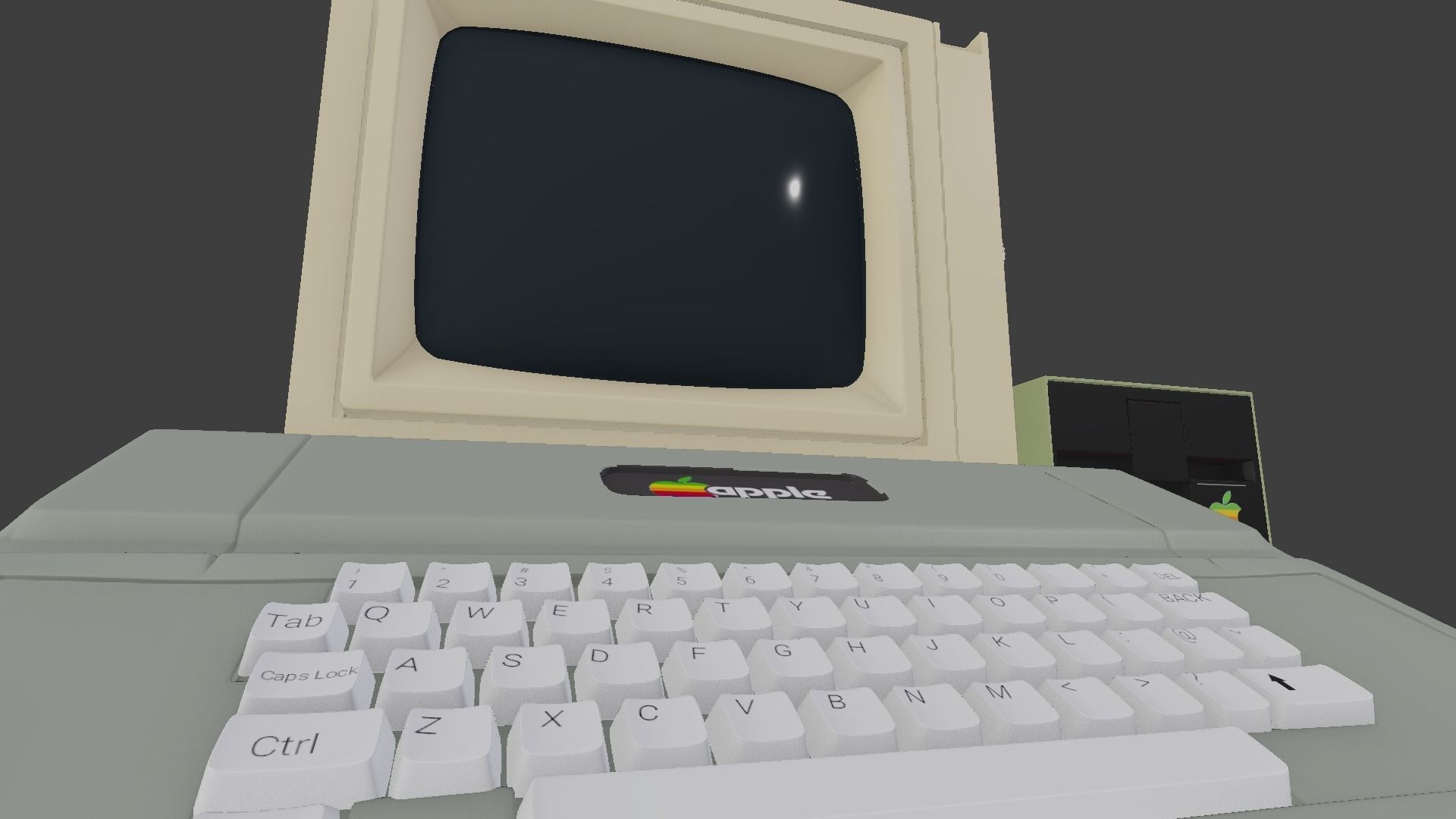 the apple II old computer  Low-poly 3D model_7