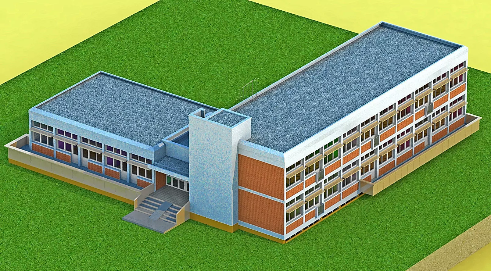 Kindergarten floor plan of building 3D model_0