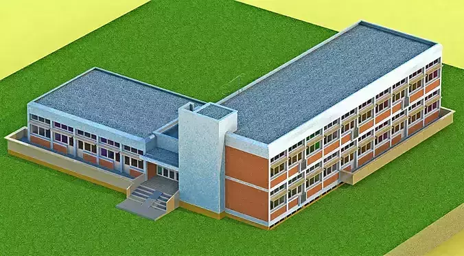 Kindergarten floor plan of building 3D model