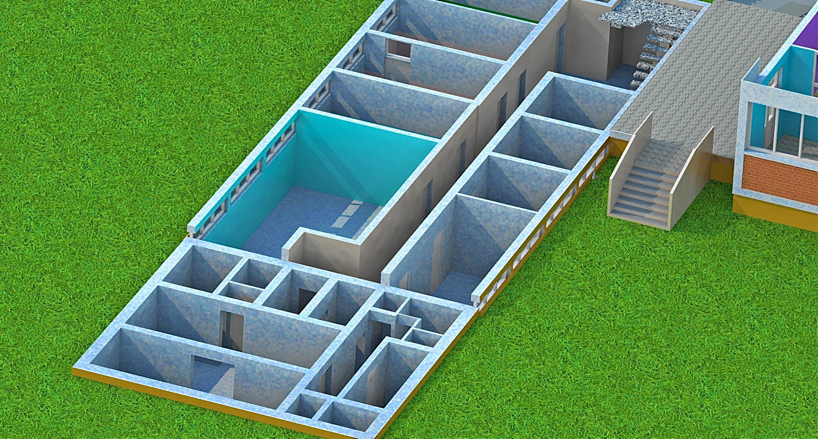 Kindergarten floor plan of building 3D model_5