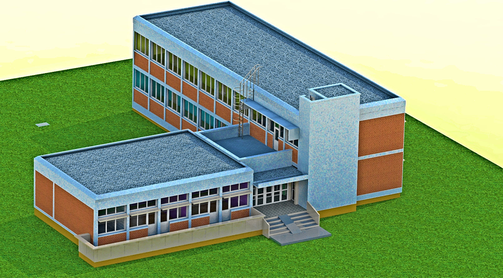 Kindergarten floor plan of building 3D model_10