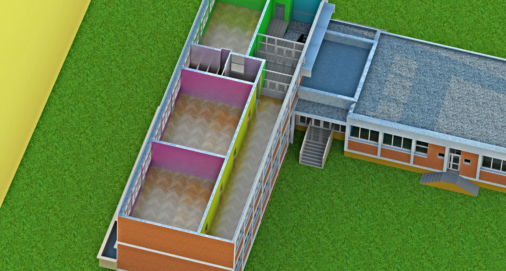 Kindergarten floor plan of building 3D model_18