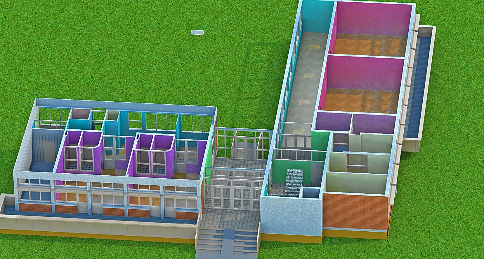 Kindergarten floor plan of building 3D model_1