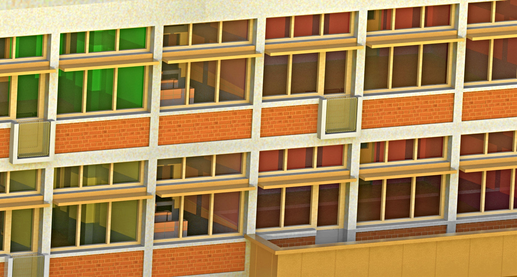 Kindergarten floor plan of building 3D model_2