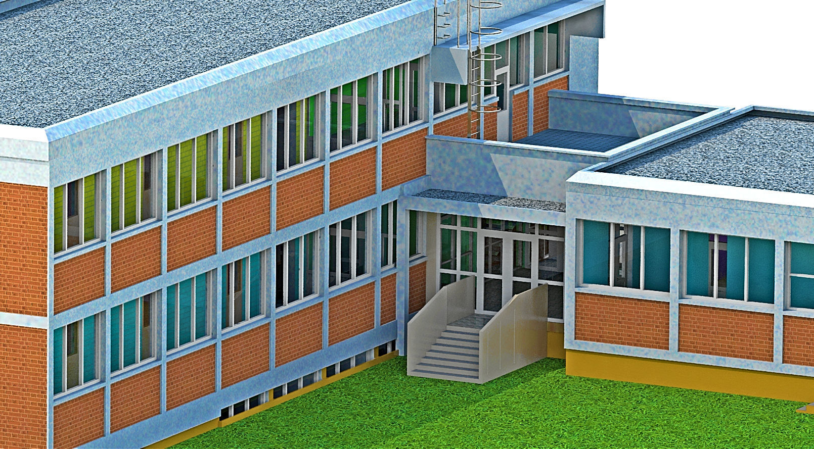 Kindergarten floor plan of building 3D model_16