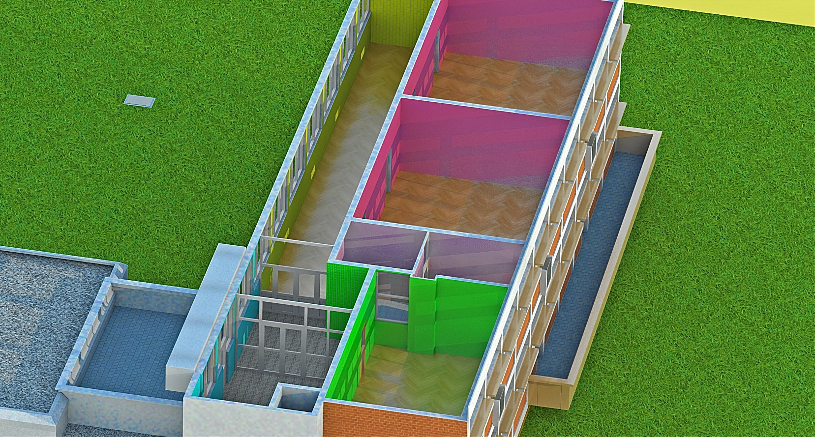 Kindergarten floor plan of building 3D model_19