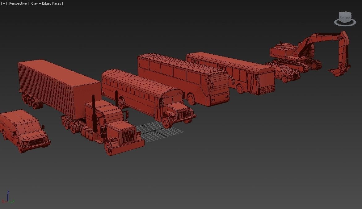 Vehicles Collection Lowpoly - 10 Items set Low-poly 3D model_16