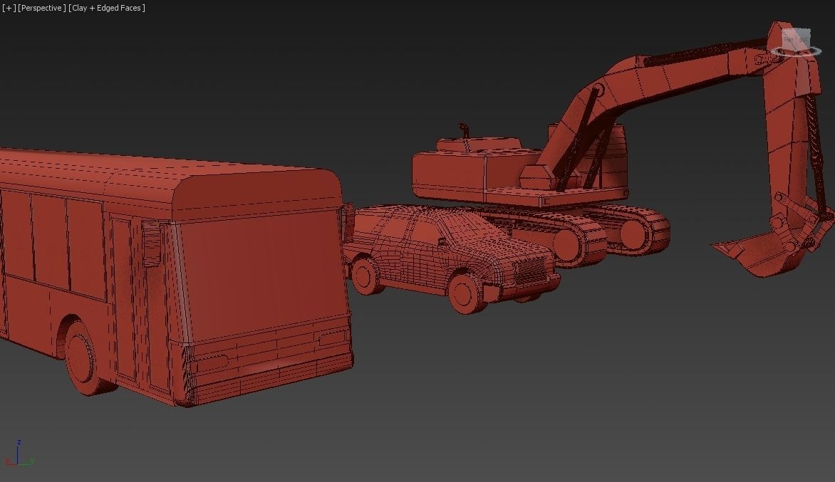 Vehicles Collection Lowpoly - 10 Items set Low-poly 3D model_37