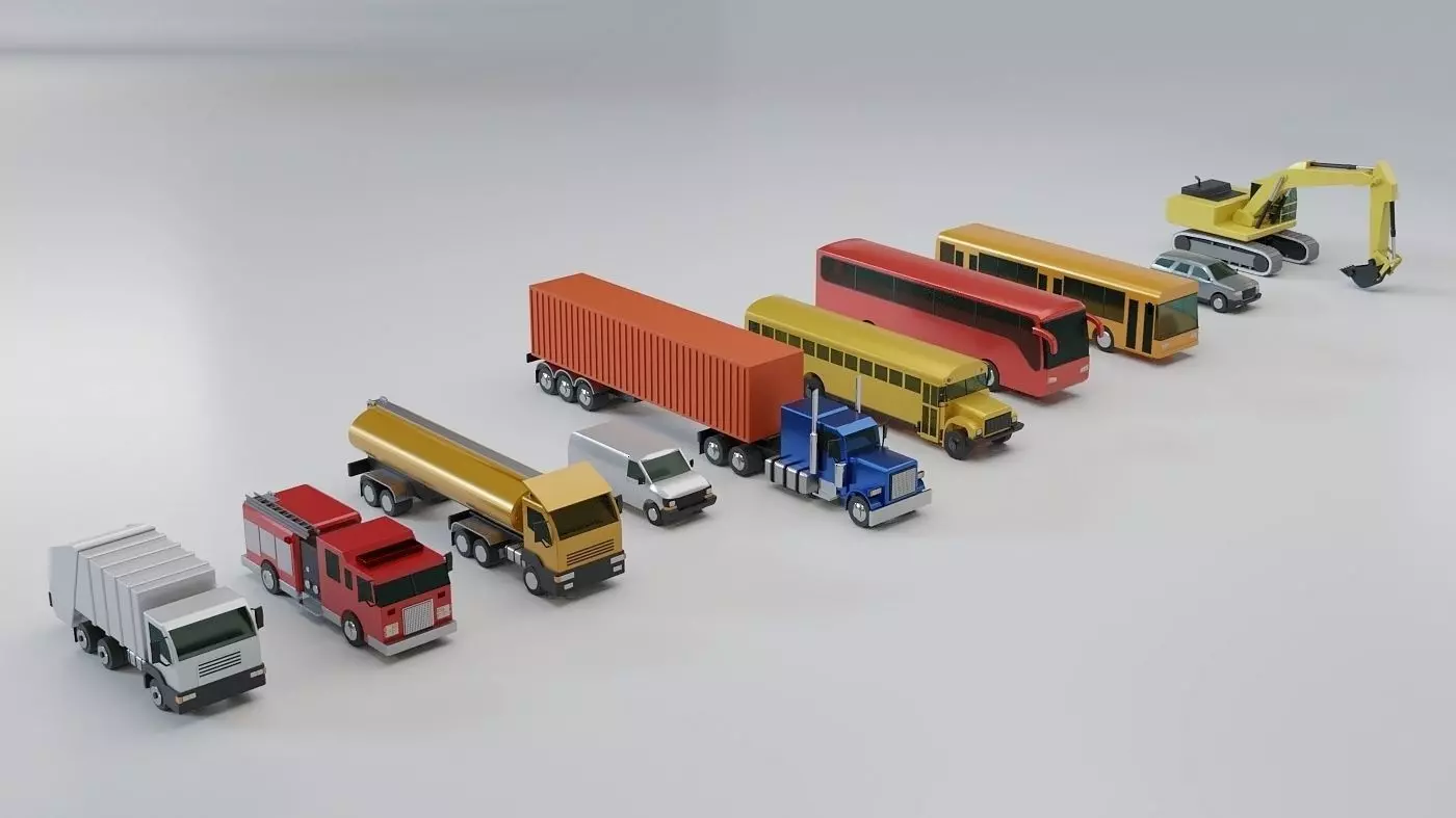 Vehicles Collection Lowpoly - 10 Items set Low-poly 3D model_0