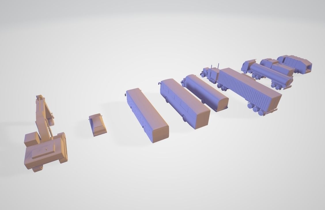 Vehicles Collection Lowpoly - 10 Items set Low-poly 3D model_44