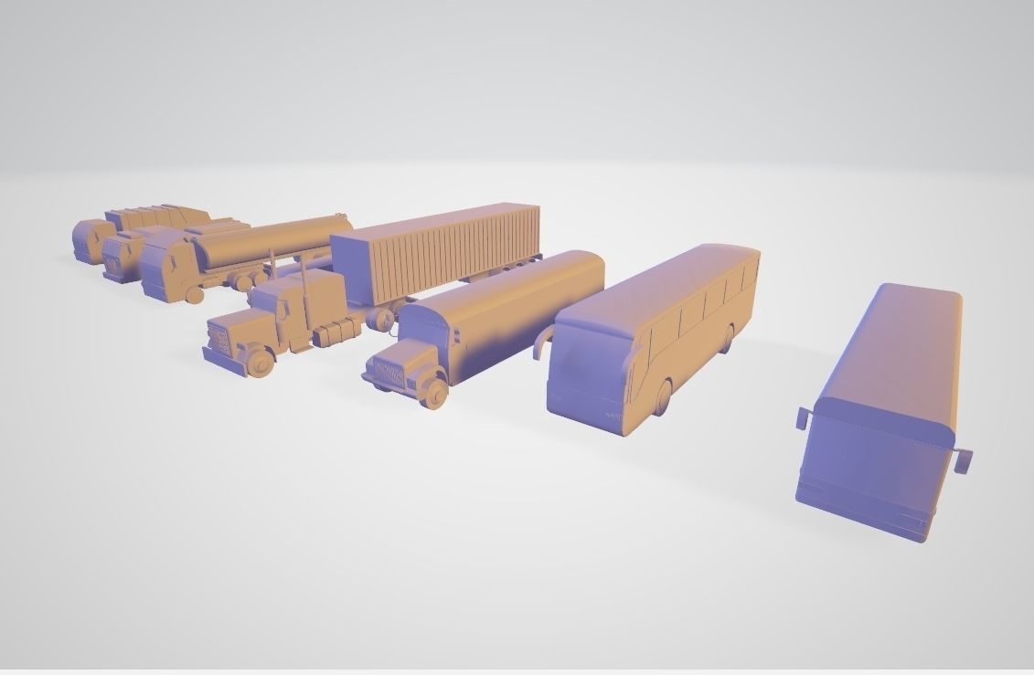 Vehicles Collection Lowpoly - 10 Items set Low-poly 3D model_42