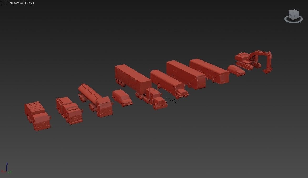 Vehicles Collection Lowpoly - 10 Items set Low-poly 3D model_6