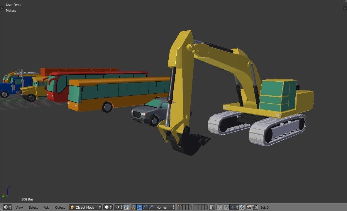 Vehicles Collection Lowpoly - 10 Items set Low-poly 3D model_21