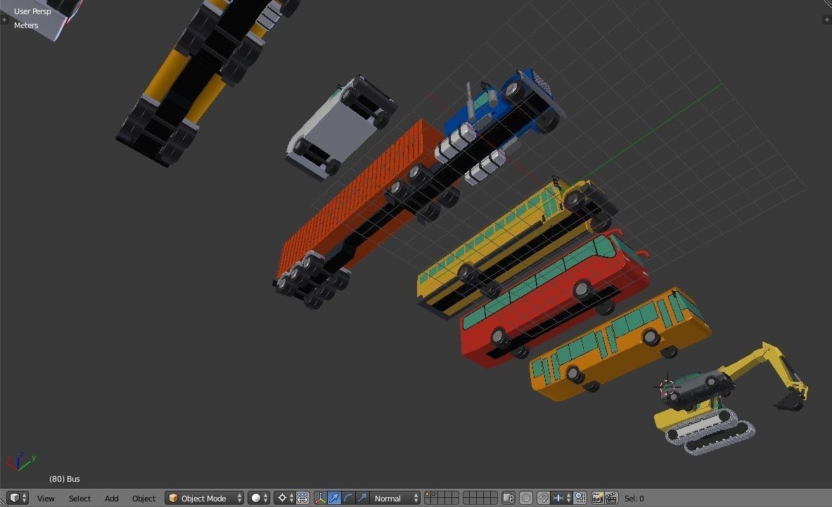 Vehicles Collection Lowpoly - 10 Items set Low-poly 3D model_22