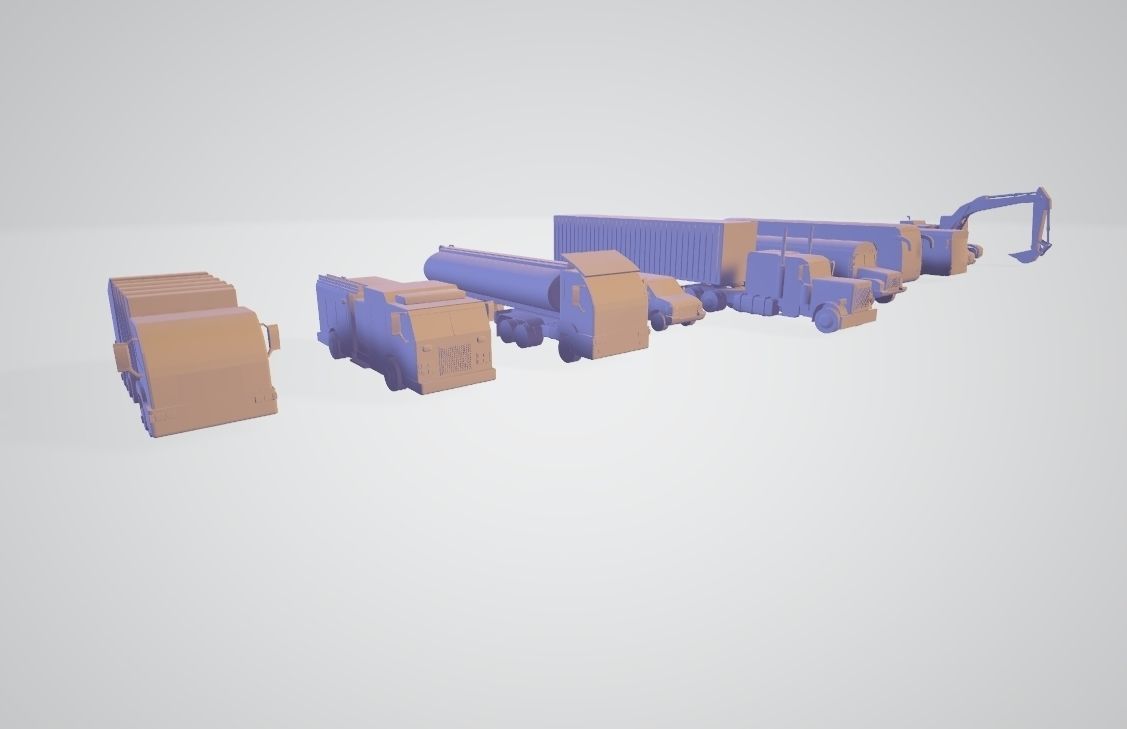 Vehicles Collection Lowpoly - 10 Items set Low-poly 3D model_43