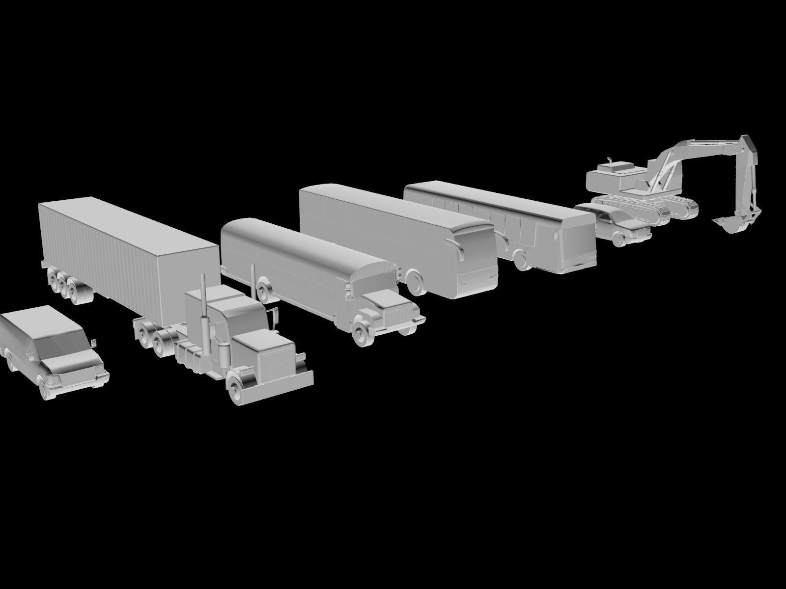 Vehicles Collection Lowpoly - 10 Items set Low-poly 3D model_9