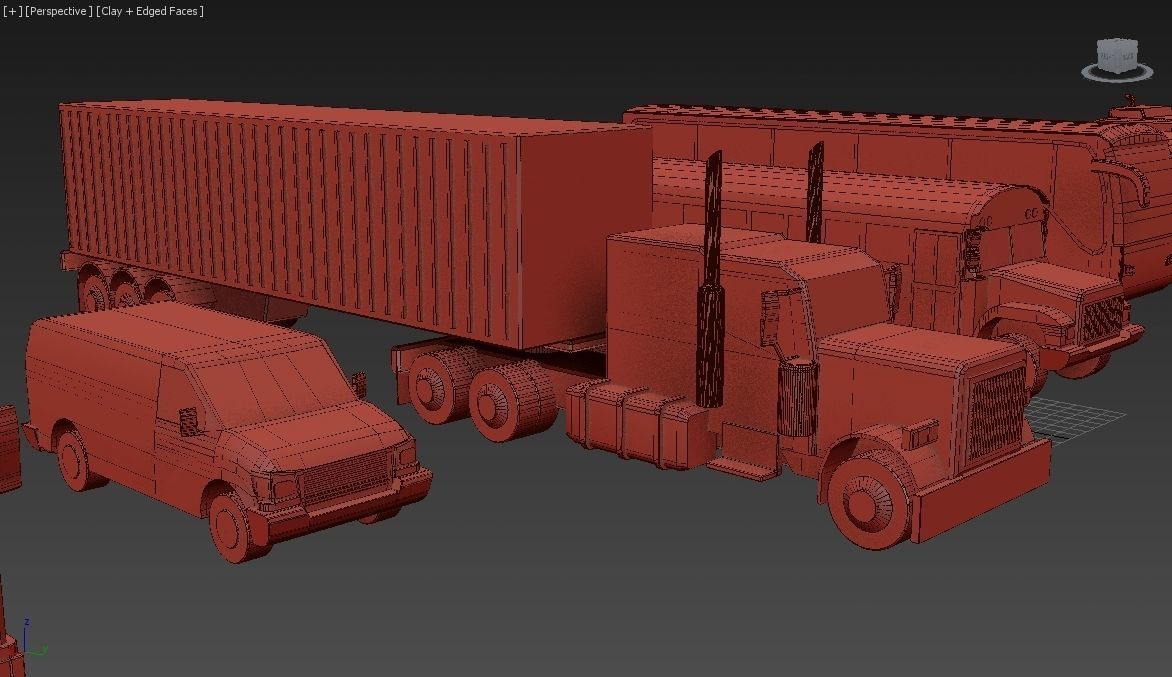 Vehicles Collection Lowpoly - 10 Items set Low-poly 3D model_36