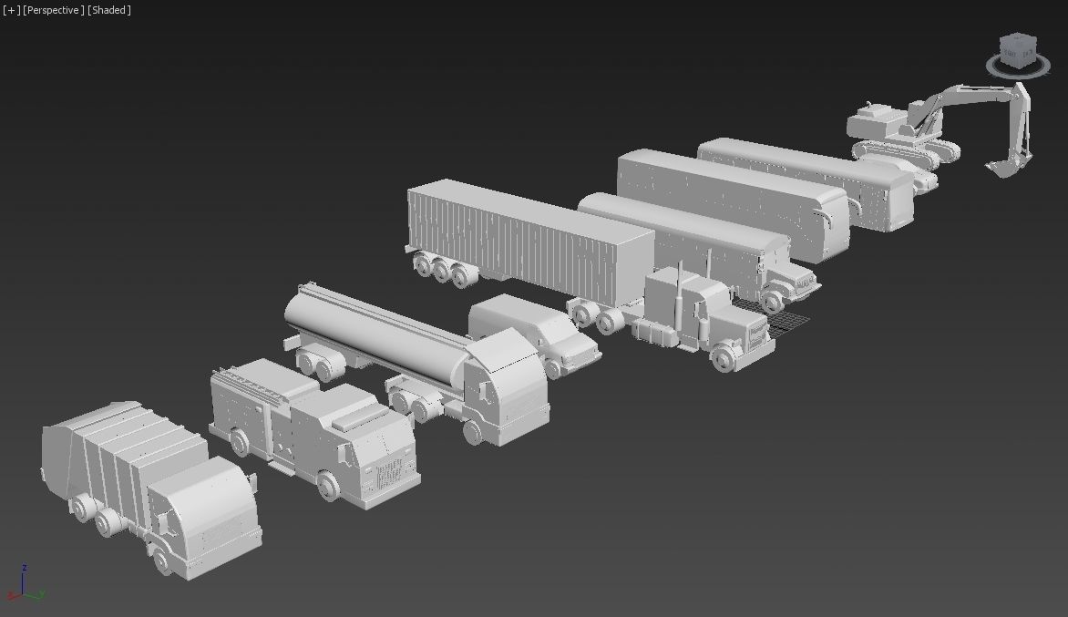 Vehicles Collection Lowpoly - 10 Items set Low-poly 3D model_7