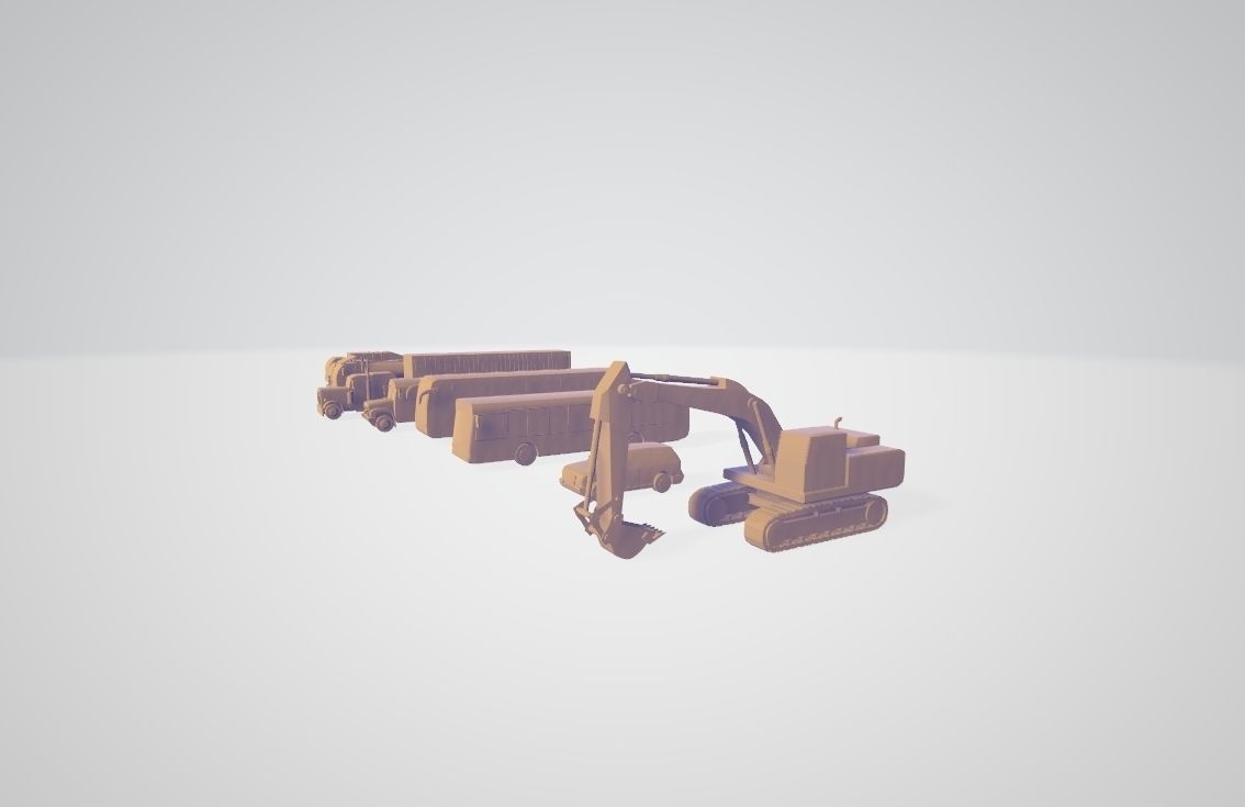 Vehicles Collection Lowpoly - 10 Items set Low-poly 3D model_41