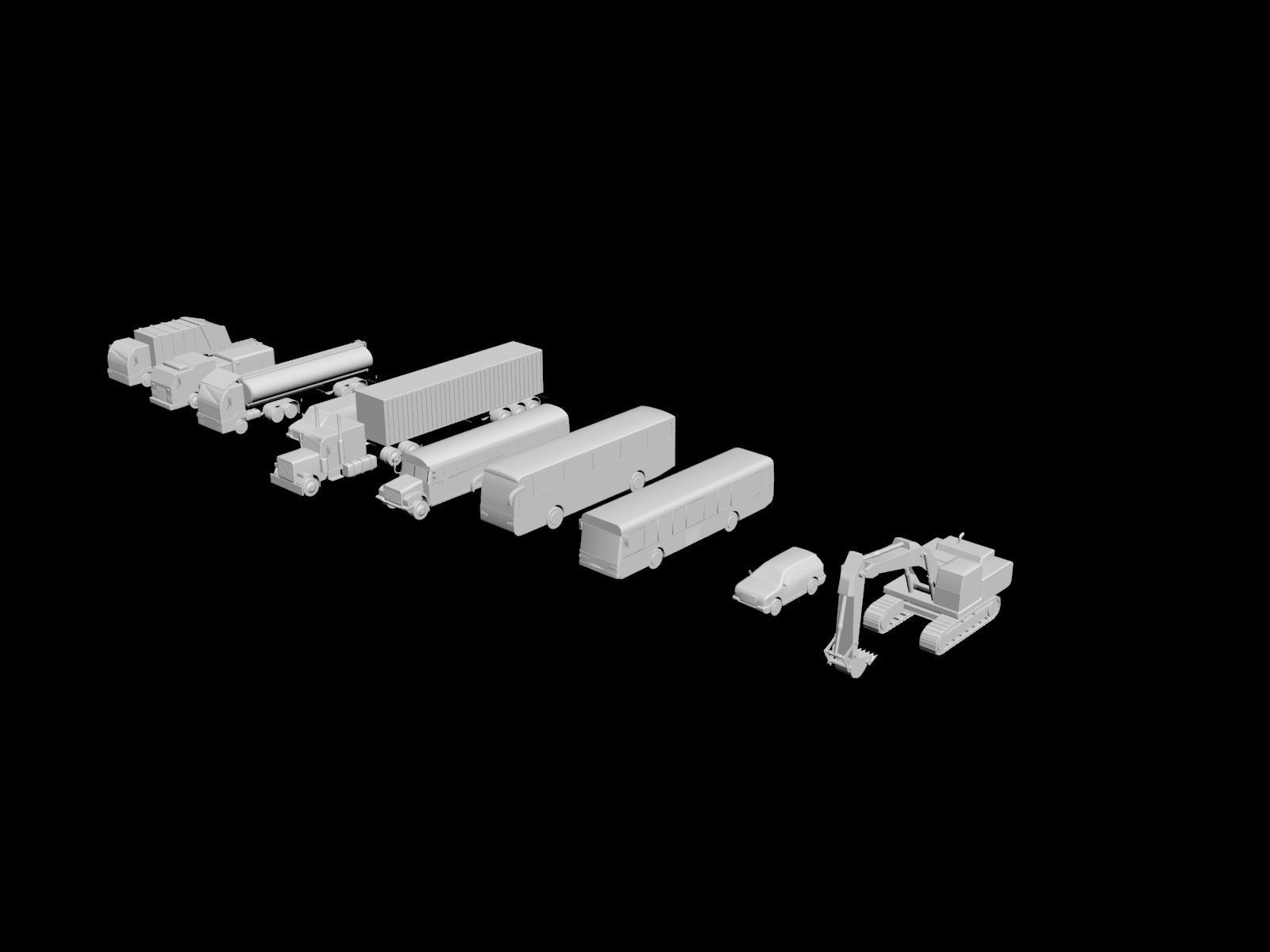 Vehicles Collection Lowpoly - 10 Items set Low-poly 3D model_35