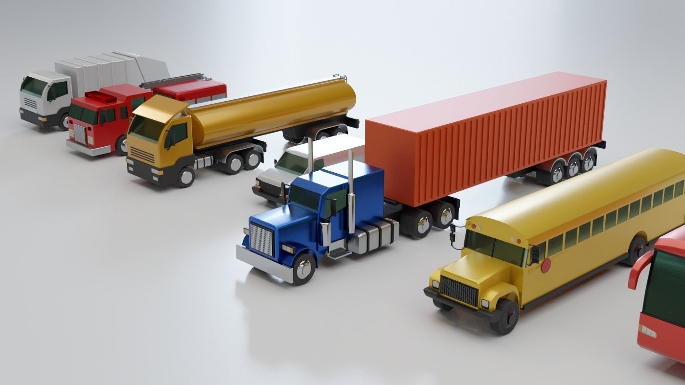 Vehicles Collection Lowpoly - 10 Items set Low-poly 3D model_4