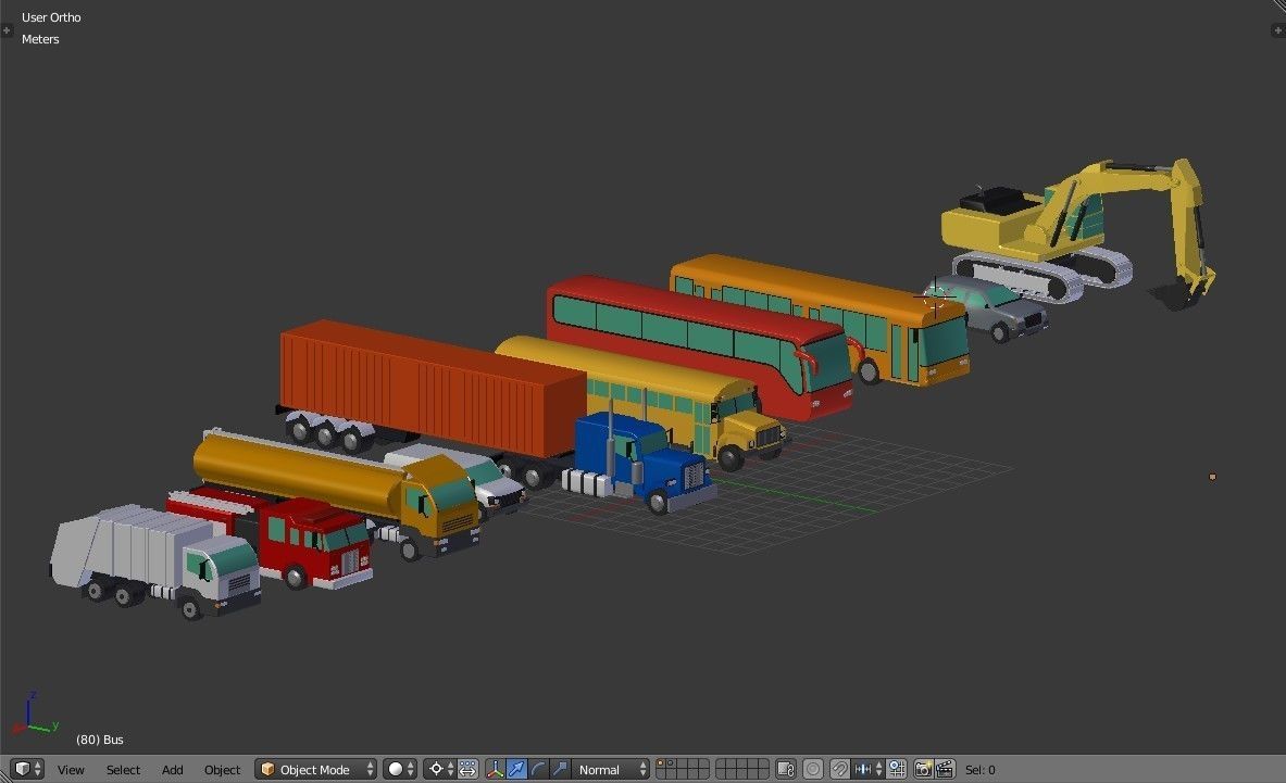 Vehicles Collection Lowpoly - 10 Items set Low-poly 3D model_19