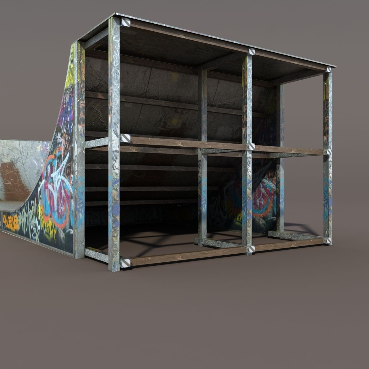 Huge Skate Pipe Low Poly 3d Model Low-poly 3D model_3