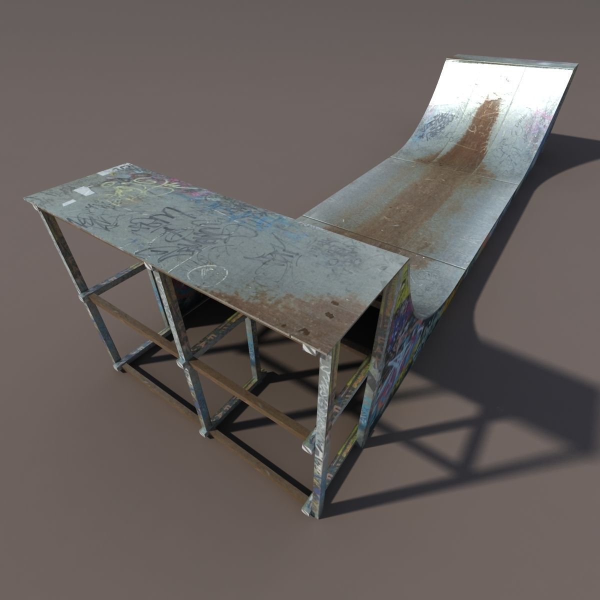 Huge Skate Pipe Low Poly 3d Model Low-poly 3D model_6
