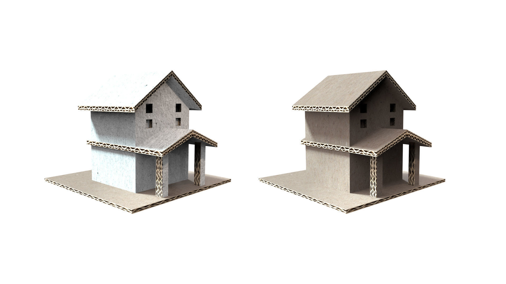 cardboard house SET  Low-poly 3D model_5