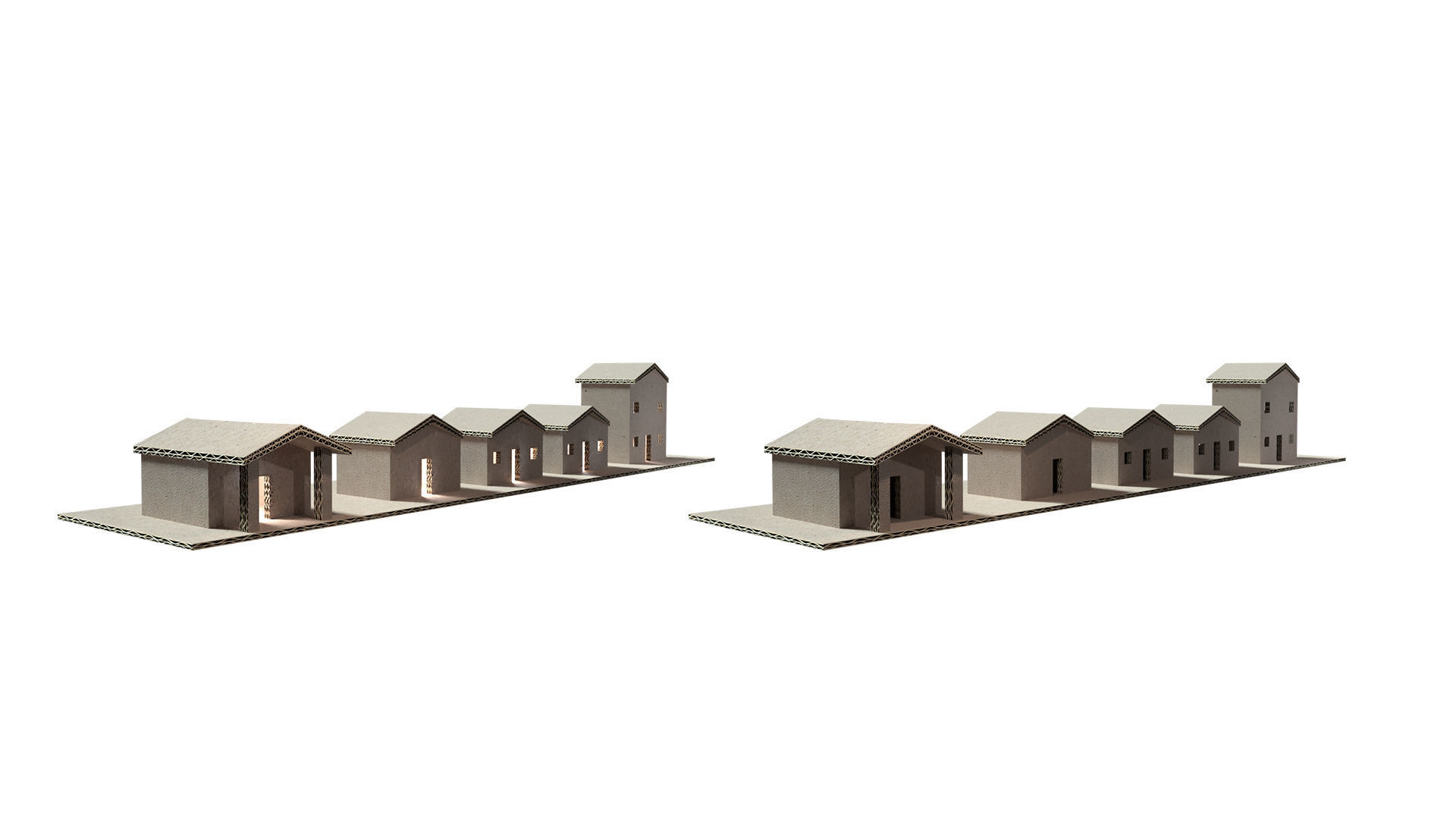 cardboard house SET  Low-poly 3D model_10