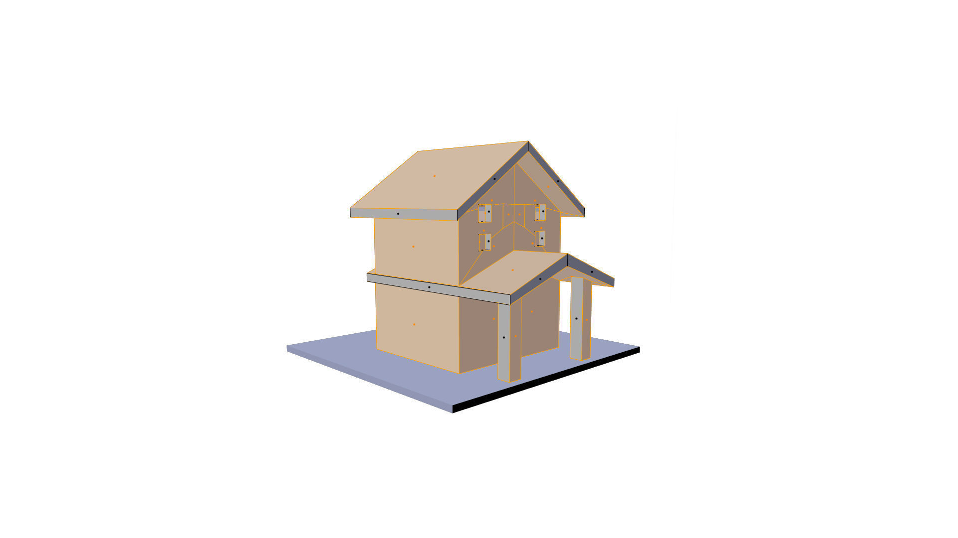 cardboard house SET  Low-poly 3D model_9