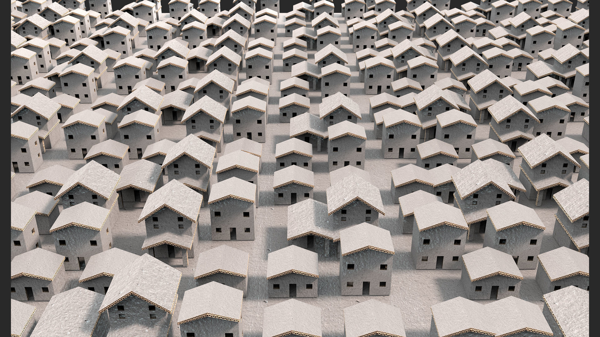 cardboard house SET  Low-poly 3D model_1