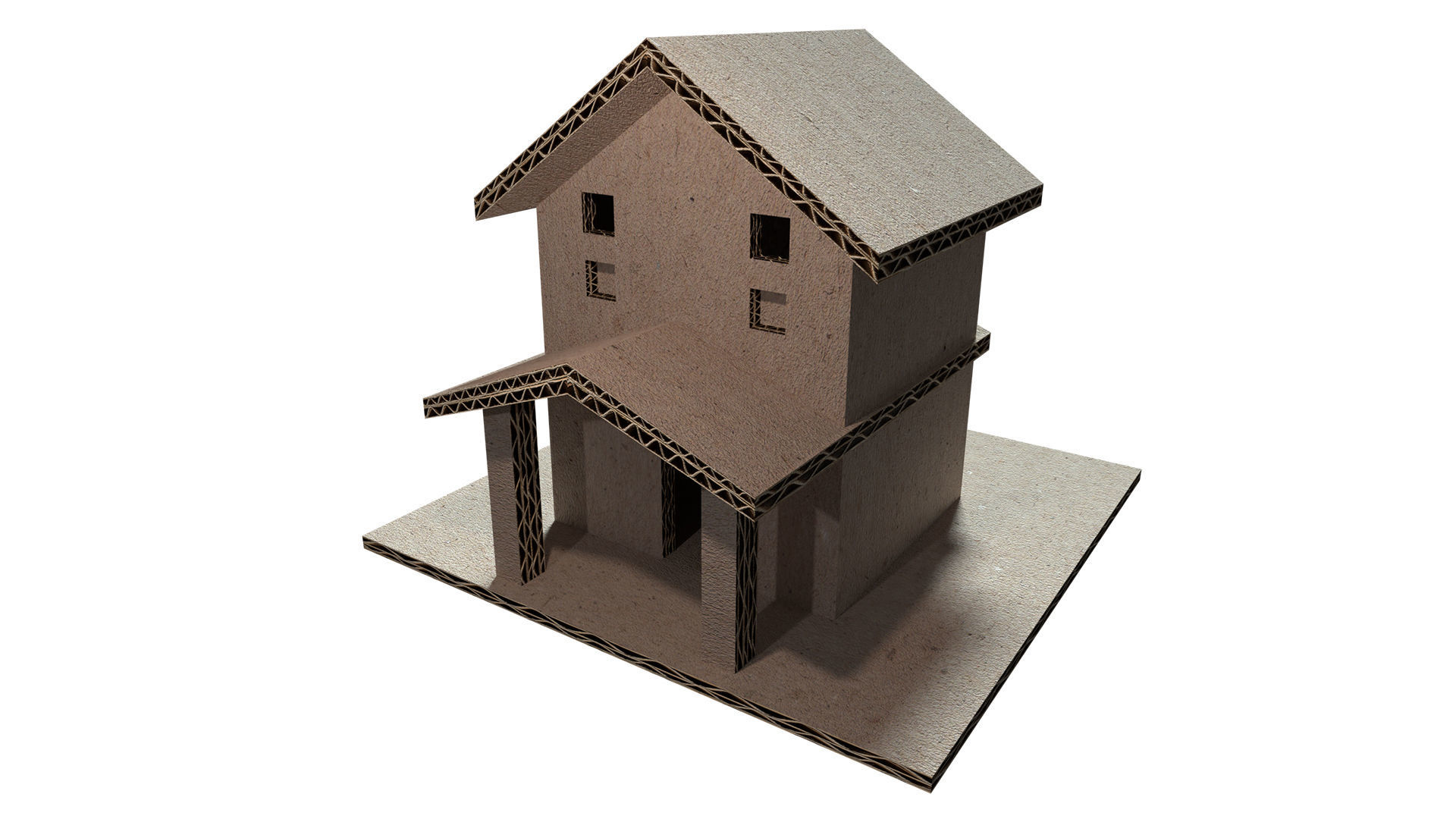 cardboard house SET  Low-poly 3D model_11