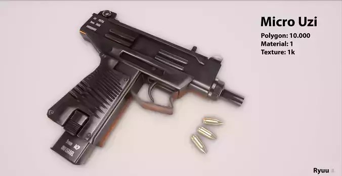 Micro Uzi Low-poly 3D model