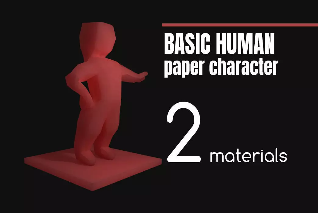 Basic human RIGGED paper character Low-poly 3D model_0