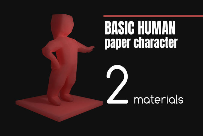 Basic human RIGGED paper character Low-poly 3D model