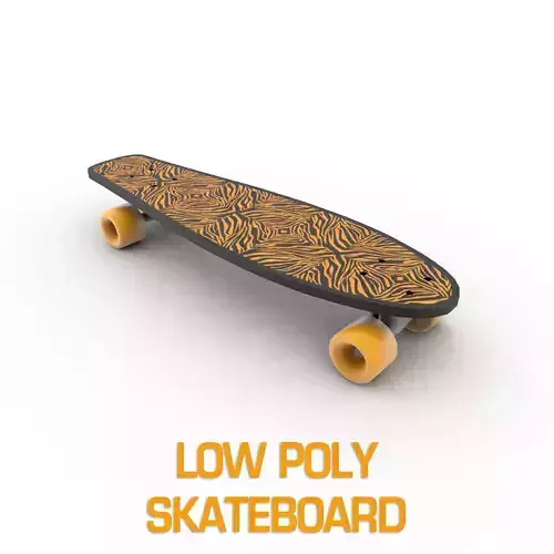 Skateboard with zebra pattern Low-poly 3D model