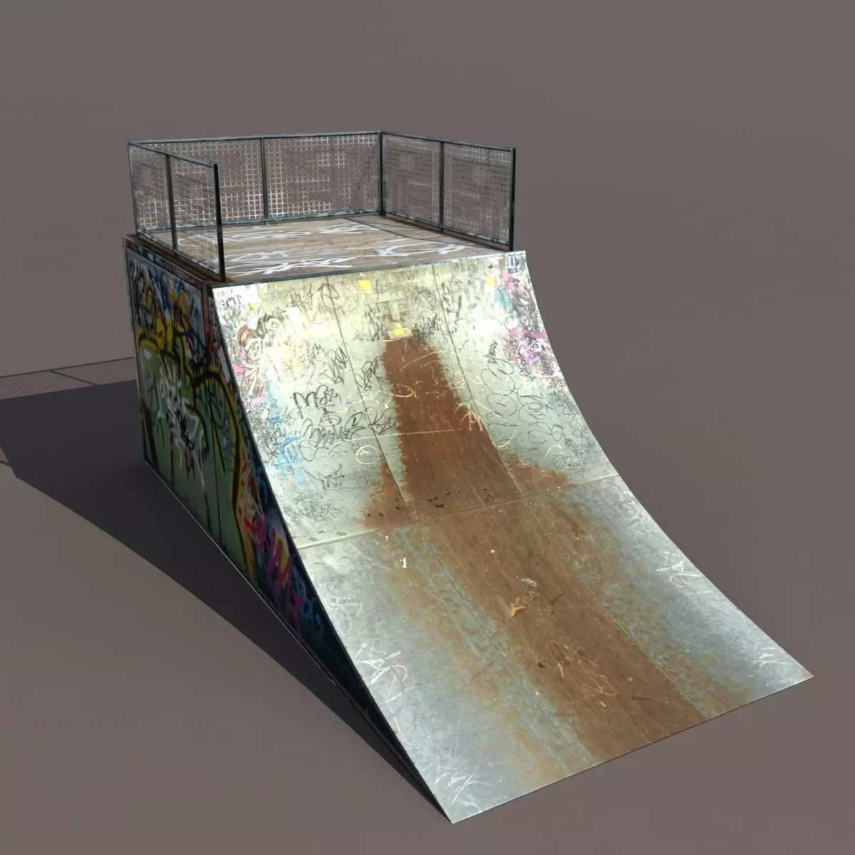 Skate half Pipe Low poly 3d Model Low-poly 3D model_0