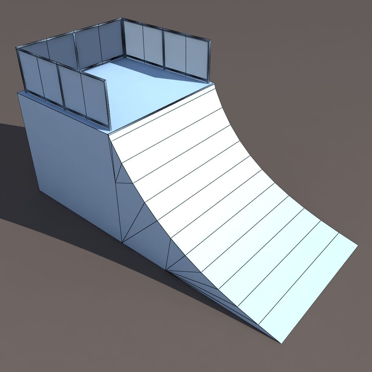 Skate half Pipe Low poly 3d Model Low-poly 3D model_7