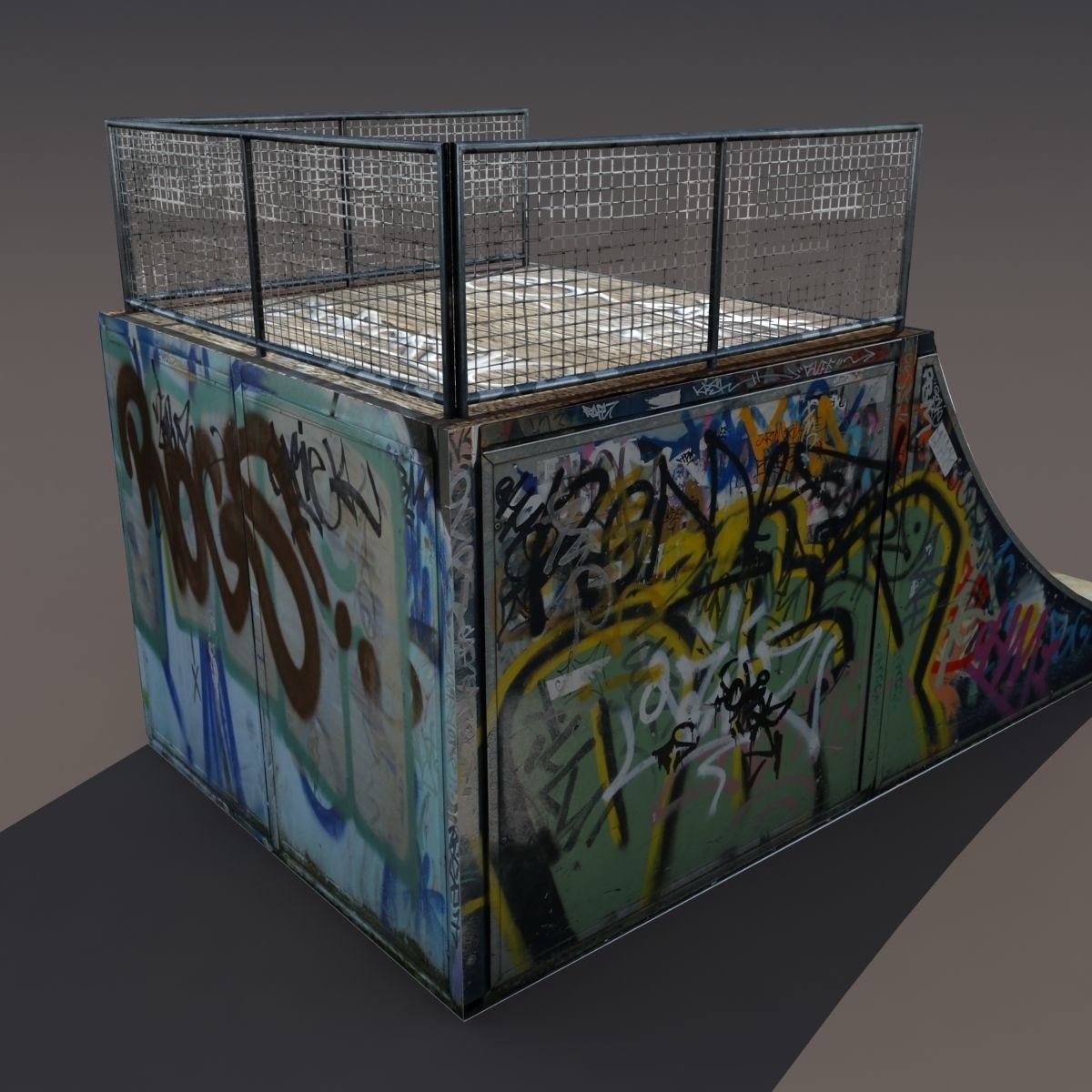 Skate half Pipe Low poly 3d Model Low-poly 3D model_2