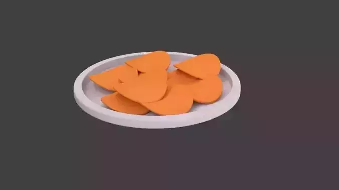 Chips 3d orange pieces in bowl