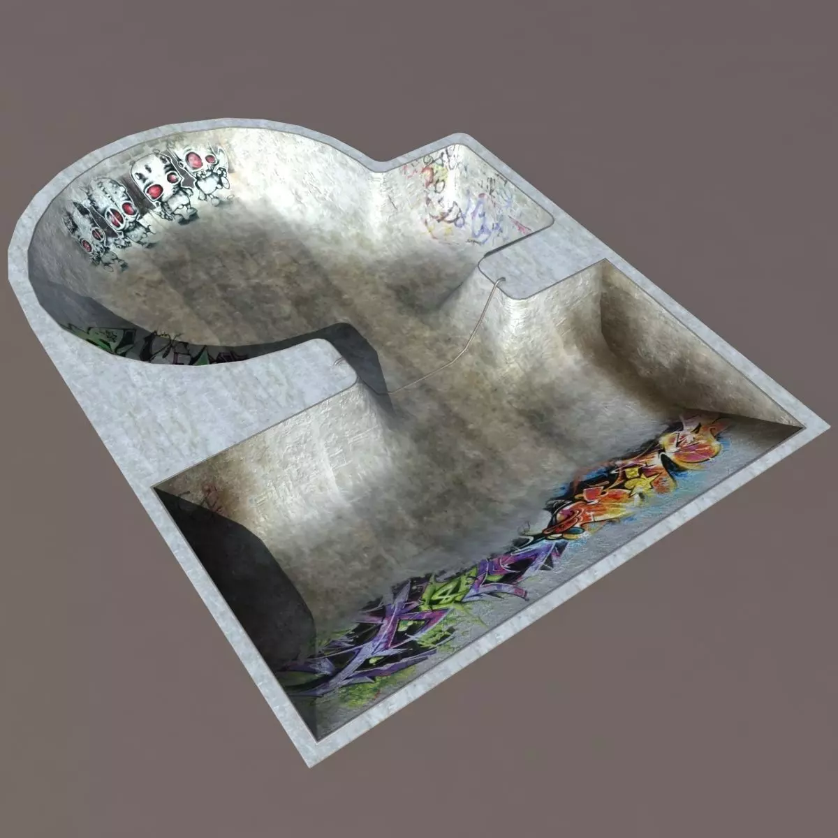 Skate Swimming Pool Low poly 3d Model Low-poly 3D model