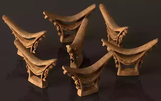 Headrest Africa Wood Furniture Prop 44