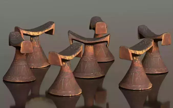 Headrest Africa Wood Furniture Prop 40