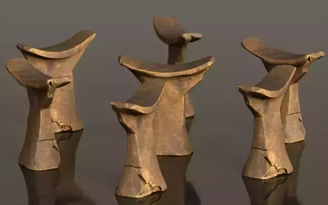 Headrest Africa Wood Furniture Prop 35