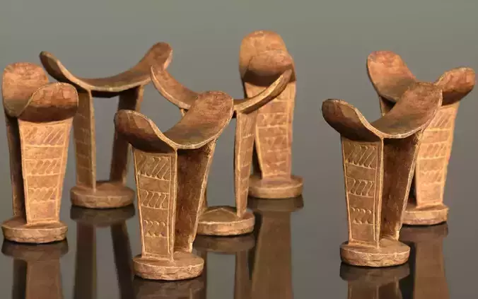 Headrest Africa Wood Furniture Prop 34