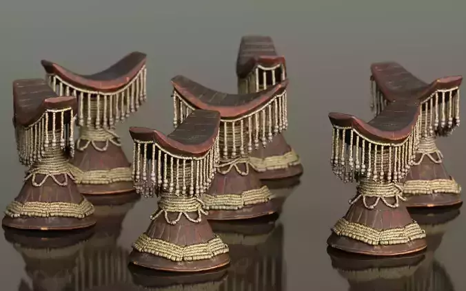 Headrest Africa Wood Furniture Prop 32